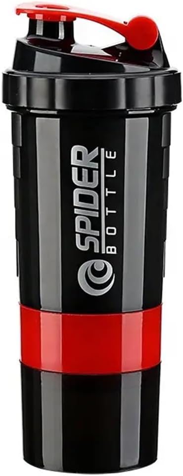 5 In 1 Protein Shaker Bottle - Professional Series Shaker Bottle for Protein Shakes and Pre Workout Gym Bottle, With Powder Storage, Pill Tray, Segamispall, Shakes Cup (punane)