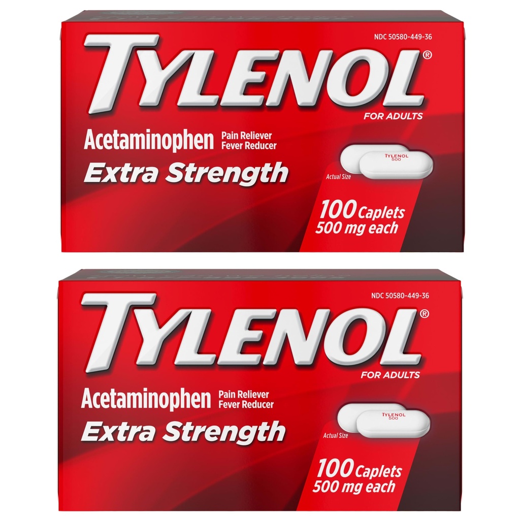 Tylenol Extra Tugevus Valu Reliever ja palavik vähendaja kapslid, 500 mg atsetaminofeeni, valu leevendavad tabletid peavalu, seljavalu, hambavalu ja väiksema artriidi valu leevendamiseks, 200 krahv