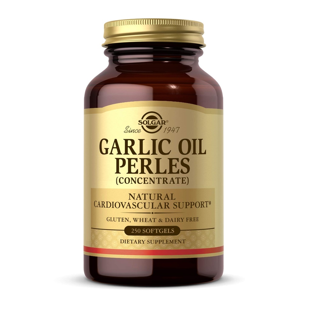 Solgar Garlic Oil Perles, 250 Softgels - Natural Cardiovascular Support - Küüslauguõli kontsentraat, Vähendatud lõhn - Gluteenivaba, Piimavaba - 250 Servings