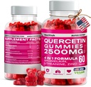 Quercetin Gummies - 2500MG koos Bromelain, L-Theanine & Zinc Vegan Immune Support Supplement lastele ja täiskasvanutele - Allergy Relief & Lung Health