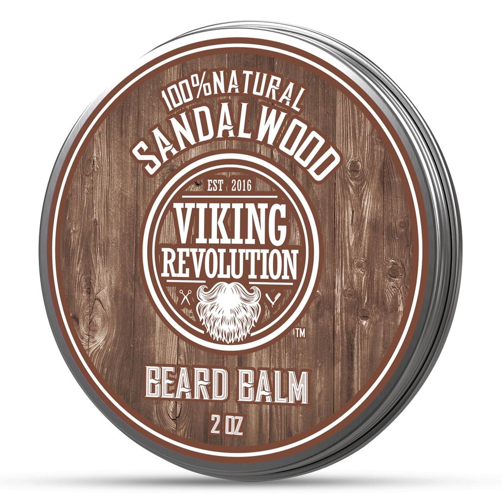 Viikingite revolutsioon Sandalwood Beard Balm - Habemevõi argaaniaõliga, Habe Softener meestele Jojoba õliga - Habeme niisutaja meestele mesilasvahaga - Habevaha meestele (2oz, 1 Pack)