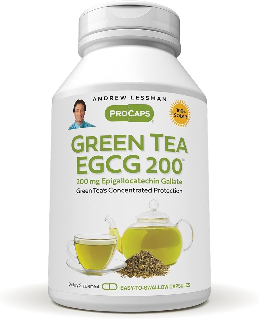 ANDREW LESSMAN Green Tea EGCG 200mg - 360 kapslit - 200 mg EGCG, võimas antioksüdantide tugi tervetele maksafunktsioonidele, immuunsüsteemile, ajule, südamele ja vereringesüsteemidele. Ei mingeid lisaaineid