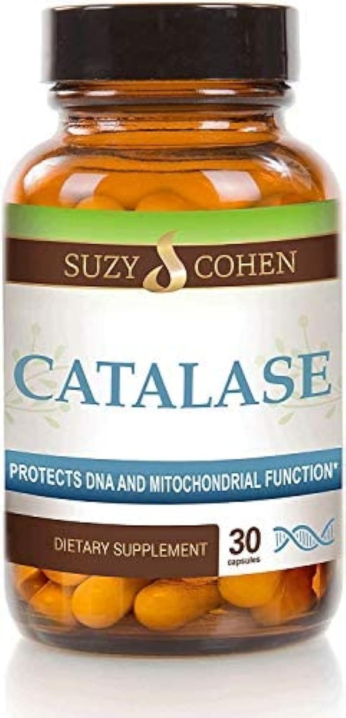 Suzy Cohen Catalase 12 500 CATu toidulisand, maksaensüüm, neutraliseerib vesinikperoksiidi, toetab nahka, juukseid ja üldist heaolu, 30 viivitusega vabastavat kapslit