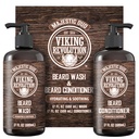 Viking Revolution Beard Wash and Beard Conditioner for Men with Argan Oil and Jojoba Oil - Beard Softener and Stronger Bear Care Beard Shampoo and Conditioner with Bear Oil (17oz, Majestic Oud)