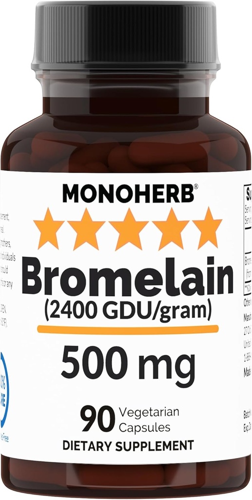 MONOHERB Bromelain 500 mg per Capsule - 90 Veg Capsules - 90 Servings
