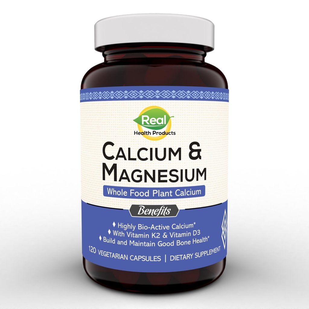 Taimne kaltsiumi ja magneesiumi lisand booriga, vitamiin D3 ja K2 MK-7 - optimaalne kaltsium-magneesium suhe luu tugevusele ja tervisele, vegan, mitte-GMO, allergeenivaba, 120 kapslit