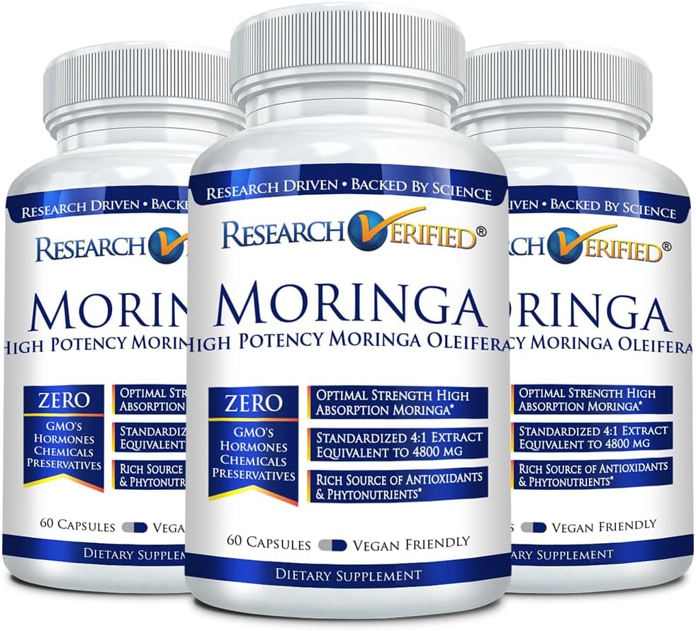Uuringud kontrollitud Moringa Oleifera - 100% puhas ekstrakt - 1200 mg ühe serveerimise kohta - 60 loend - 3 kuu pakkumine