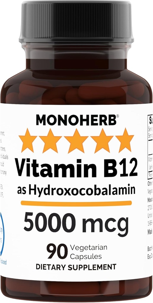 MONOHERB Hydroxo B12 Vitamiin 5000mcg, hüdroksükobalamiin, hüdroksü B12