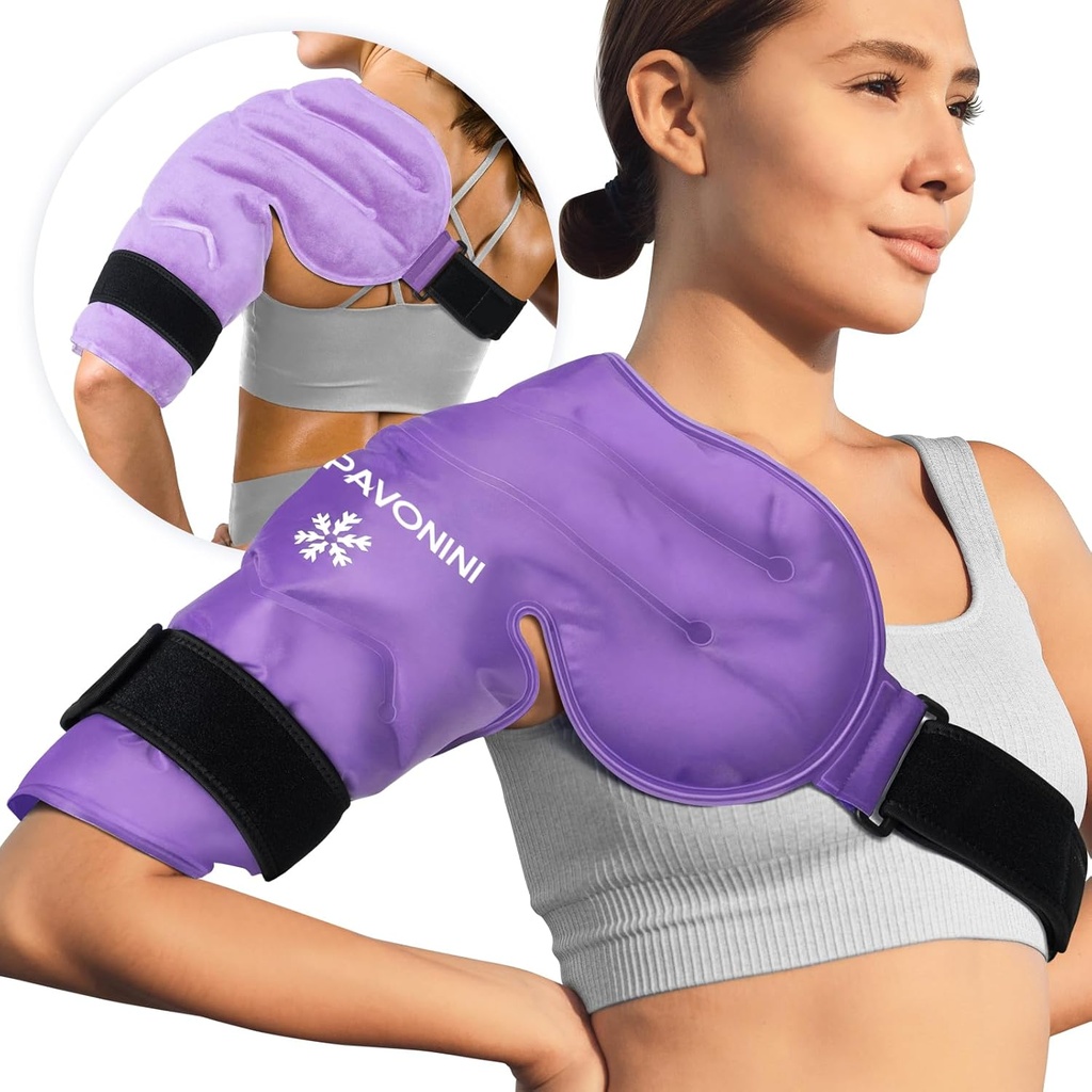 KingPavoni õlajääkott Rotator Cuff Cold Therapy, korduvkasutatav Gel Jääpakend õlavigastuste, valu leevendamise, turse, õlakirurgia, tendoniit, Bursiit, lilla, keskmise suurusega