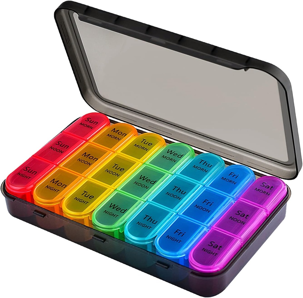 7 päeva Pill Box Korraldaja 3 korda Daily Medicine Storage Box,Cruxer Week Ravim Tablett Korraldaja Niiskus-Proof BPA Tasuta Travel Dosette Box Dispenser Case hoida vitamiine, Maksaõli, täiendused