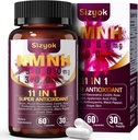 11-in-1 NMNH (dihüdronikotiinamiidmononukleotiid), 600mg Serveri kohta, NAD + täiendus koos Resveratrooliga, CoQ10 NAD+ toetamiseks Tasemed, NMNH täiendus vananemisvastaseks võitluseks, 60 loend, 30 päeva pakkumine-91