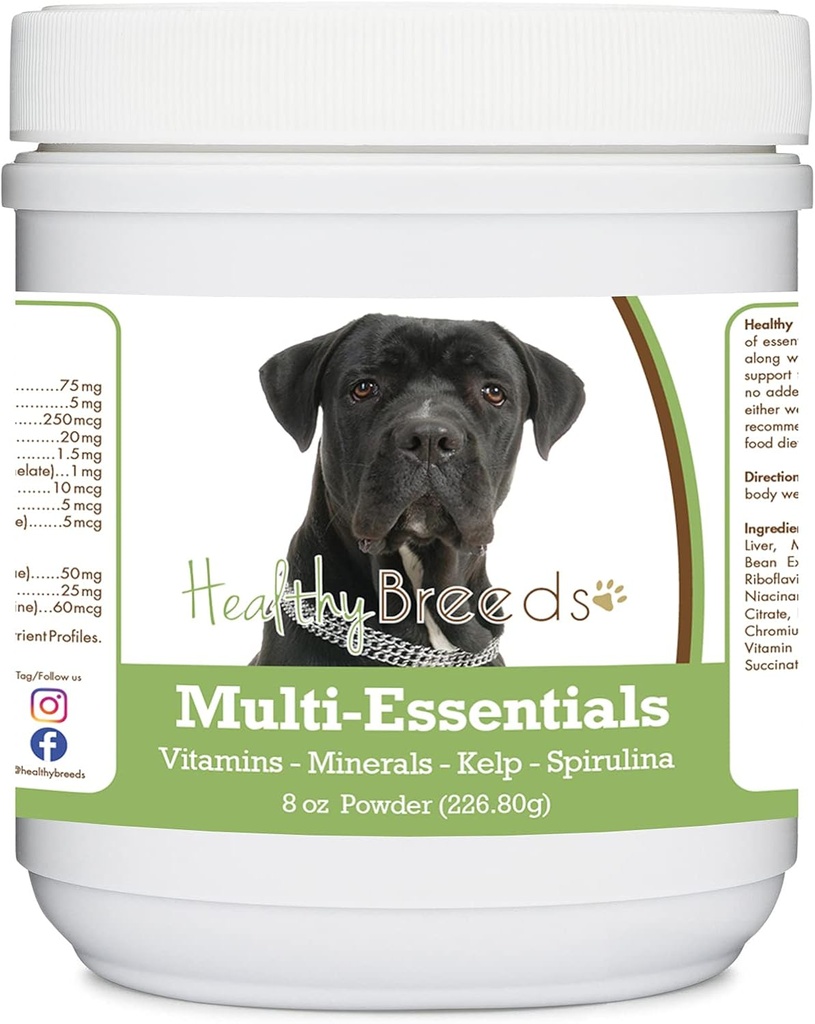 Tervislikud tõud Cane Corso Multi-Essentials Pulber koertele - ideaalne toidulisand vitamiine, mineraale ja antioksüdante oma koerale - 8 oz