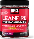 Force Factor LeanFire Thermo Gummies with B12 Vitamins, Caffeine, & Green Coffee Bean, Boost Energy, Metabolism, Endurance, Stamina, Motivation, Focus, & Performance, Pre Workout Gummies, 120 Gummies