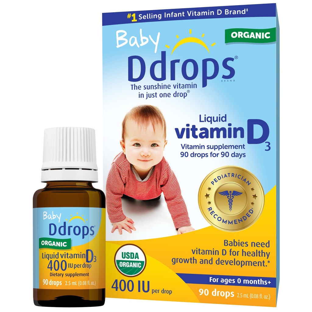 Ddrops Baby 400 RÜ, Vitamiin D, 90 tilka 2,5 ml (0,08 Fl. Oz (pakk 1))