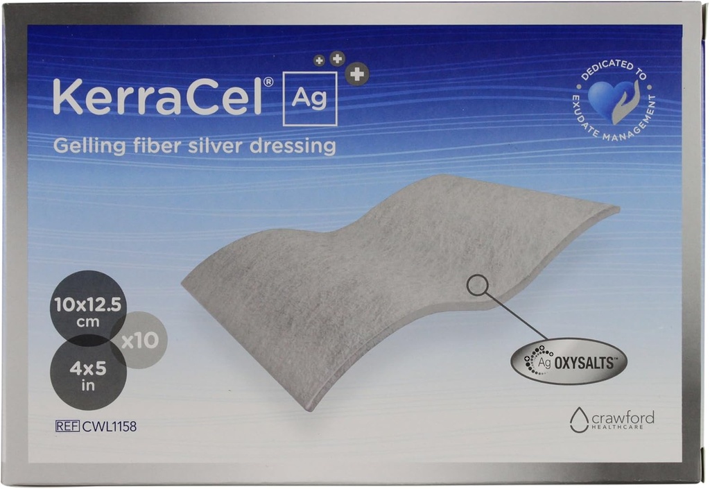 Ag 4" x 5" Gelling Fiber Silver Oleks Riietus (CWL1158) - Isorbs ja Isoleerib Haava Drainage ja tapab bakterid, mikrokontuurid Haavavoodi, Säilitab Tervislik Niiskus Tase (10. lahter)