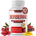 Berberine Supplement 1800mg - Premium Berberine HCl 97% kõrge puhtus, toetab immuunsüsteemi, kõrge potentsi vesinikkloriid & ekstrakt, aktiveerib AMPK & GLP-1, Non-GMO Vegan, meestele Naine 90 kapslit