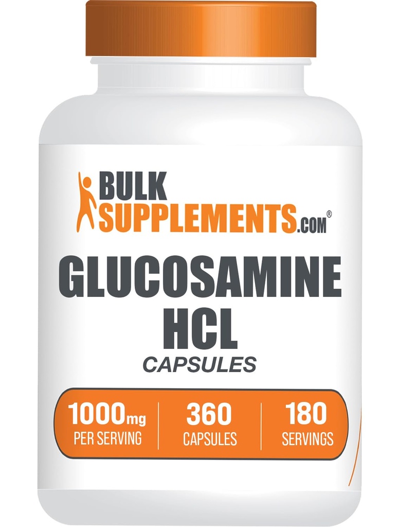 BulkSupplements.com Glükosamiin HCl kapslid - Glükosamiini lisand, toidulisand - Gluteenivaba, 2 kapslit serveerimise kohta, 360 loend (pakk 1)
