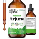 Metsik ja orgaaniline Arjuna kooretinktuur - üldine heaolu täiendus - alkoholivabad vedelikutilgad - Terminalia Arjuna koore ekstrakt - suhkrut ja lisaaineid ei ole, GMO - 4 fl oz