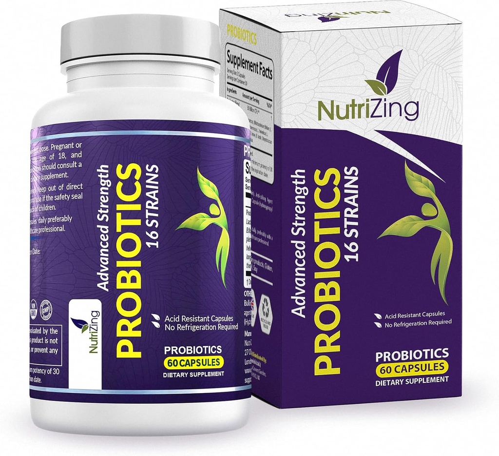 NutriZing Vegan Probiootikumid seedetrakti tervisele - 30 miljardit CFU ja 16 tüve - Bifidobacterium & Lactobacillus probiootikumid meestele ja naistele - hilinenud vabastamine probiootiline soolestiku tervise täiendada