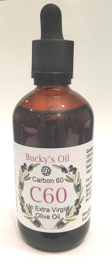 C60 - 120 ml ekstra neitsioliiviõli 100mg süsinik 60 99,95% lahuses.