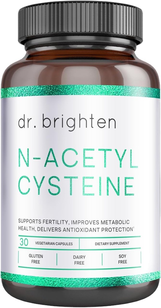 Dr Brighten N-atsetüül-tsüsteiin (NAC) – võimas glutatiooni prekursor Aminohappe lisand optimaalseks detoksikatsiooniks, immuunfunktsiooniks ja PCOS-iks – 30 kapslit