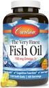 Carlson - The Very Finest Fish Oil, 700 mg Omega-3s, Norra Fish Oil Supplement, Wild Caught Omega 3 Fish Oil, Jätkusuutlikult Allikas Fish Oil kapslid, Omega 3 Supplement, Orange, 120 Softgels