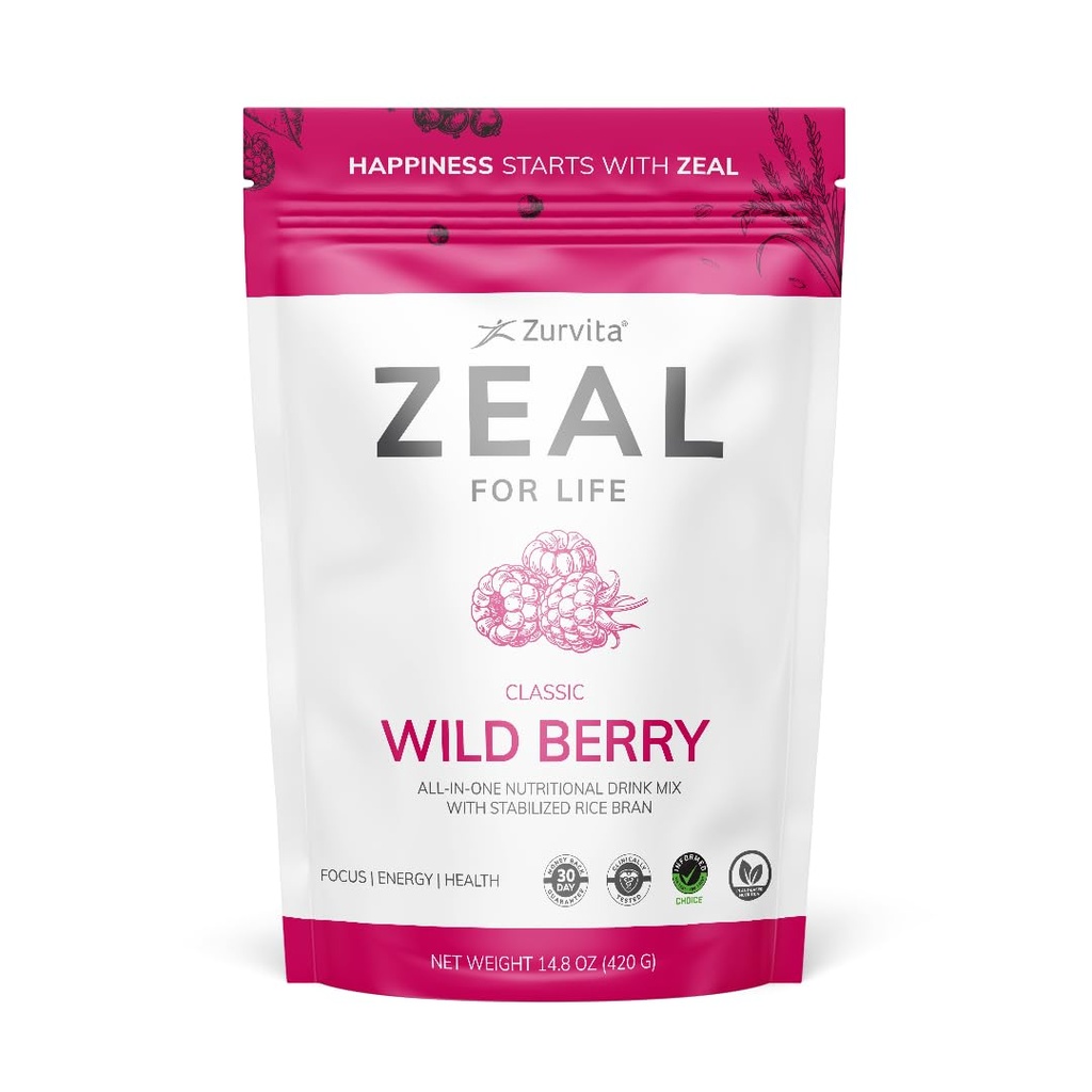 Zurvita - Zeal for Life 30-päevane Wellness Bag - Wild Berry (klassikaline) - Vitaalsuse, immuunsuse ja heaolu toidulisand - 420 Grams