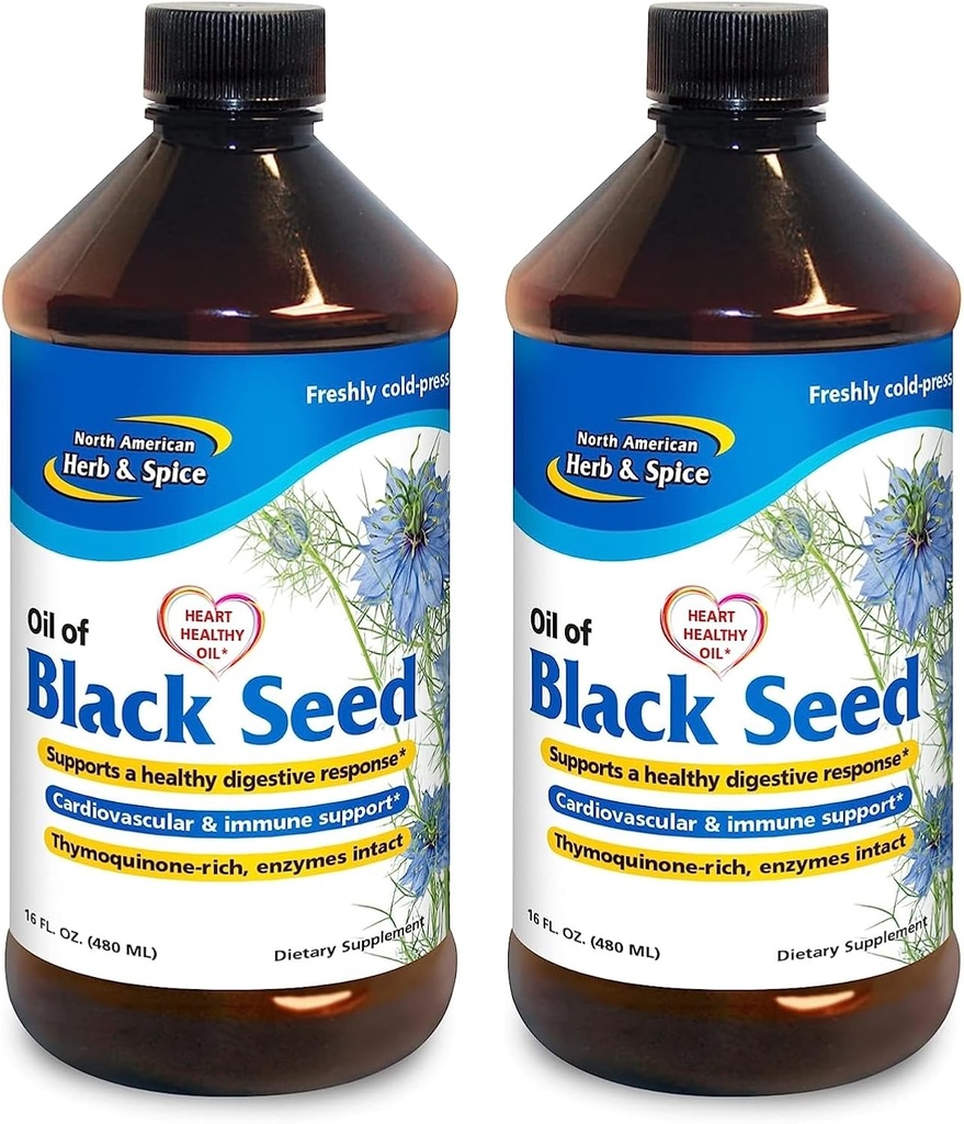 PÕHJA-AMEERIKA HERB & SPICE Black Seed Oil - 16 fl oz, Pack of 2 - Seedetrakti ja immuunsüsteemi tugi - Non-GMO - 192 Kokku Servings