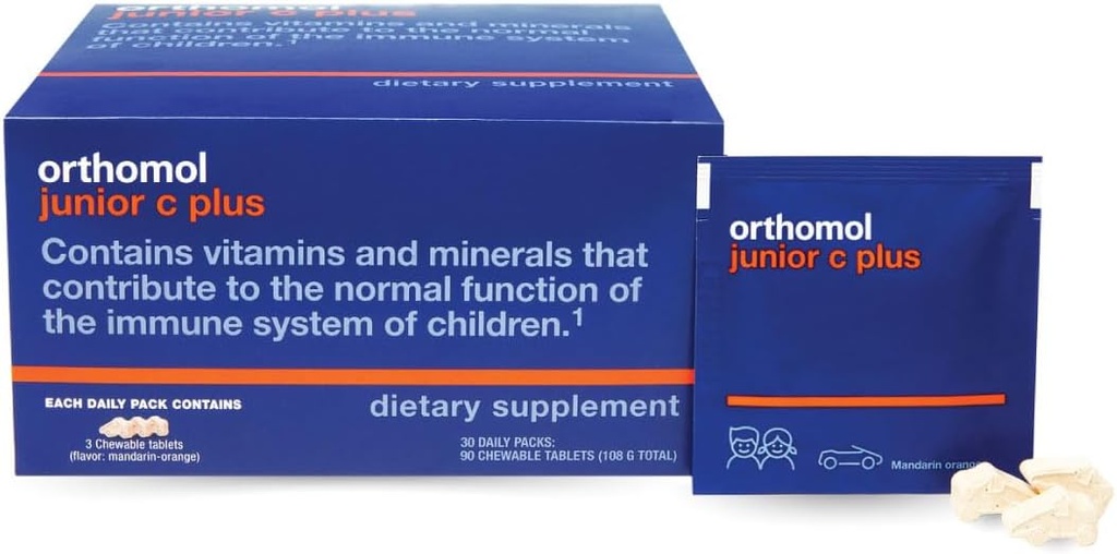 Orthomol Immun Junior C Plus, laste multivitamiinid, mandariini maitse, 30-päevane pakkumine