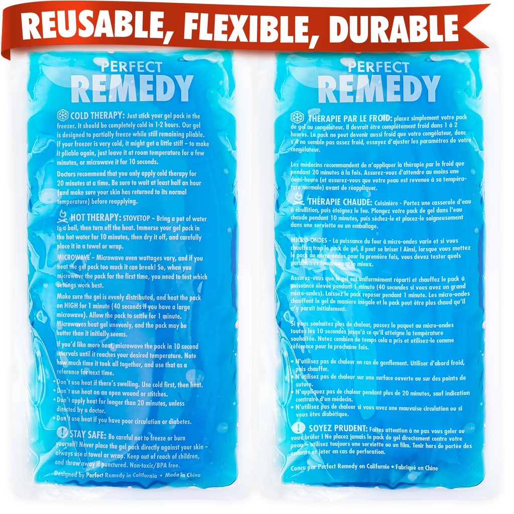 Perfect Remedy 2-Pack Gel Ice Packs vigastuste taaskasutatavad, kuum ja külm pakend, mis on vastupidav, pehme ja paindlik, kiire leevendamine ja taastamine (sinine, Reg 2PK)