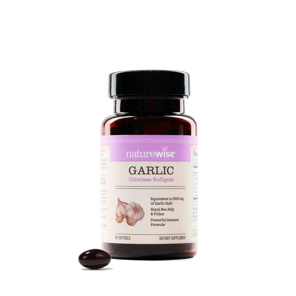 NatureWise lõhnatu küüslaugu pillid - Royal Bee Jelly & Pollen - Taimne täiendus südame tervisele + Immuunsüsteem + Antioksüdandid - Gluteenivaba, Non-GMO - 60 Softgels [2-kuu pakkumine]