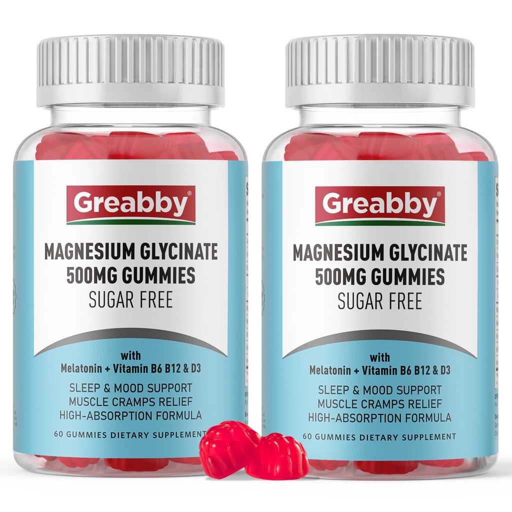 Magneesiumglütsinaatkummid 500mg täiskasvanutele unetoetus, näritavad magneesiumkummid naistele ja meestele, lihaste leevendamine ja magneesiumi pakkumine (120 kummikut)