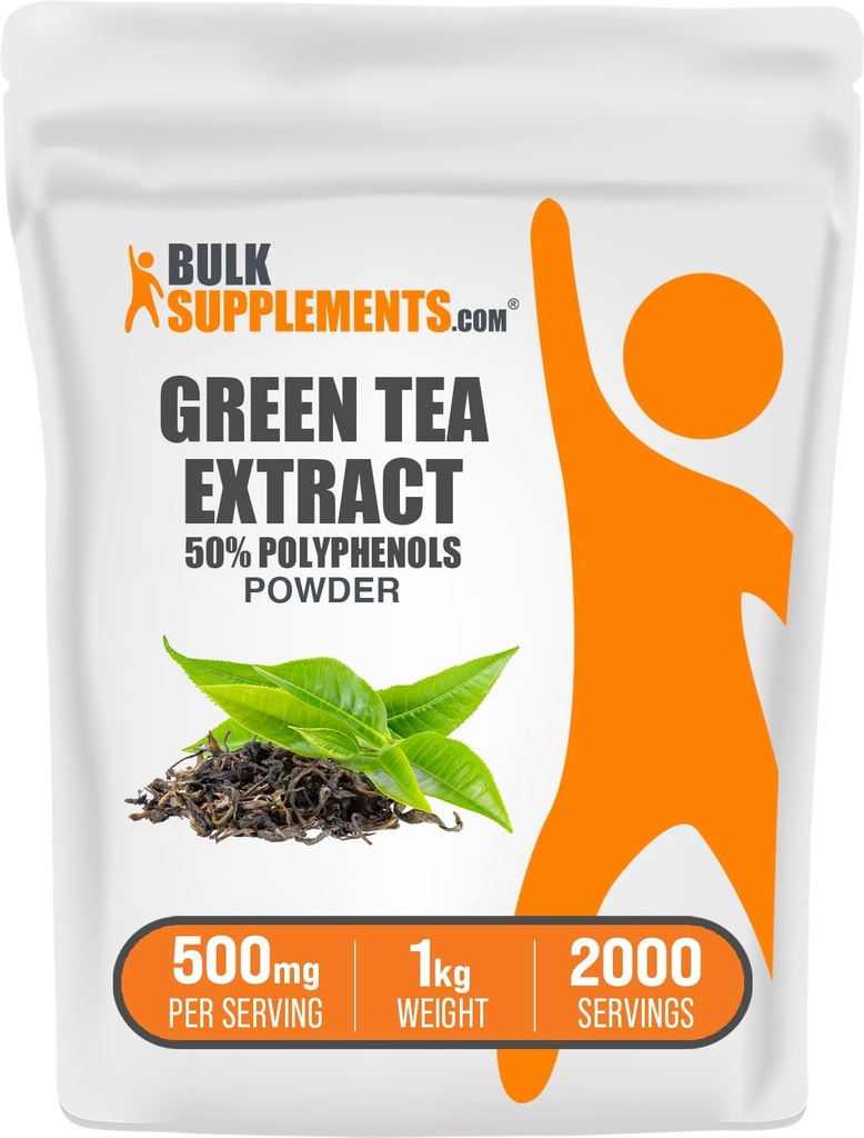 BulkSupplements.comgreen tee ekstrakti pulber - 50% Polyphenols Supplement, EGCG Supplements - Gluteenivaba, 500mg per Serving, 1 kg (2,2 naela) (Pakk 1)