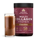 Ancient Nutrition Kollageen Peptiidid Pulber, Multi kollageeni valk, naised ja mehed, C-vitamiin, probiootikumid, hüdrolüüsitud kollageen, toetab nahka, liigeseid, soolestiku tervist, šokolaadi, 24 serveerimist
