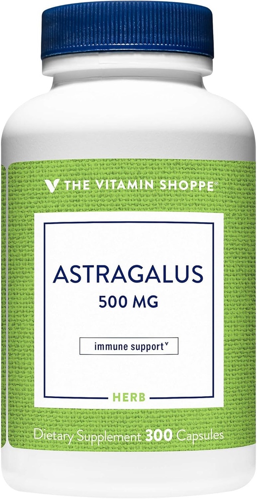 Vitamiin Shoppe Astragalus (Root) 500mg - taimsete toidulisand toetada immuunsüsteemi ja keha looduskaitseid - aitab ehitada vastupidavust, energiat ja elujõudu (300 kapslit)