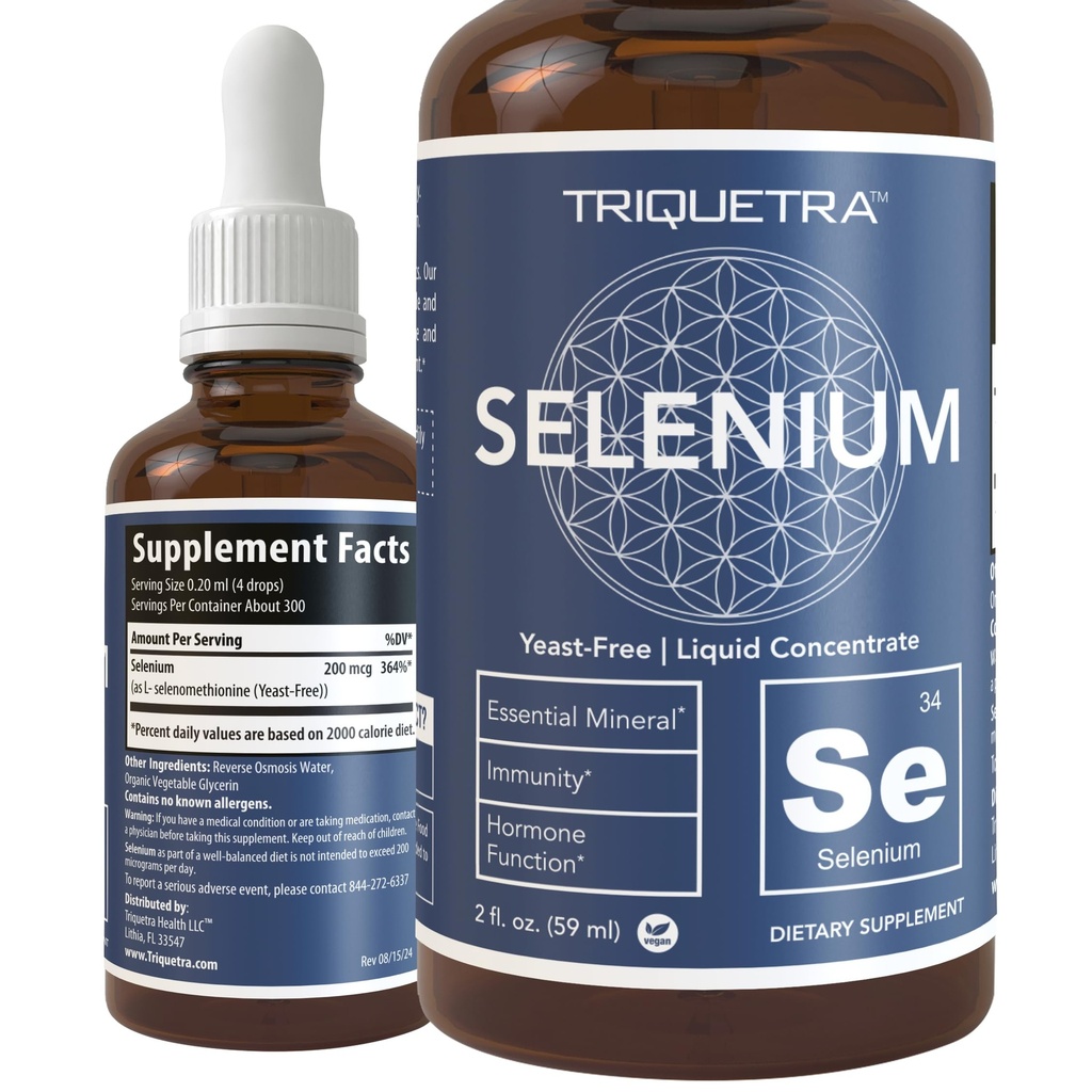 Selenium - 200 mcg, Selenometioniini vorm, 300 serveerimist - vegan, klaaspudel, pärmivaba - sublingvaalne vedelik kontsentraat - antioksüdant, toetab immuunsust, kilpnäärme tervist (2 oz.)