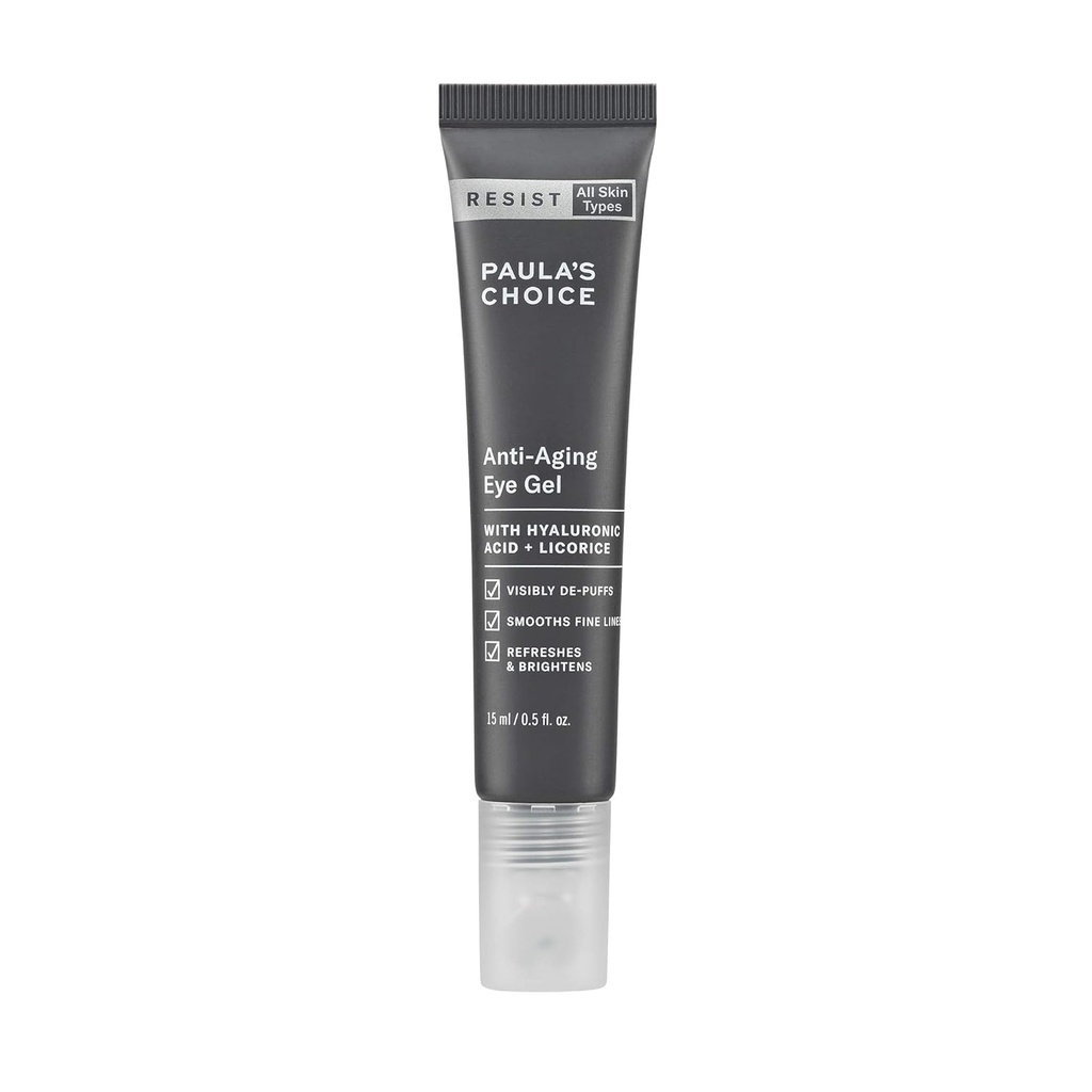 Paula's Choice RESIST Anti-Aging Eye Gel hüaluroonhappega, tumedate ringide, pundunud silmade, varese jalgade, peente joonte ja kortsude jaoks, 0,5 Ounce