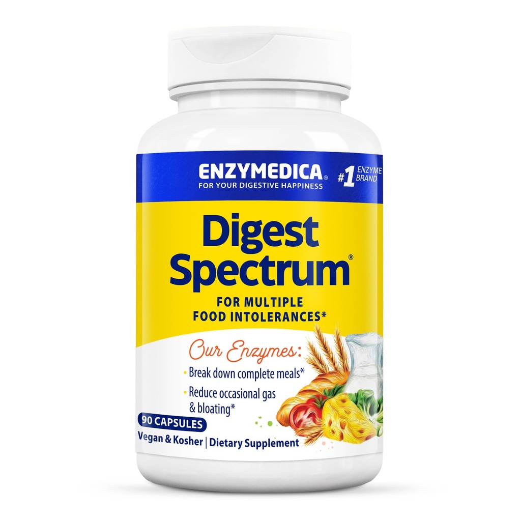 Enzymedica Digest Spectrum, Advanced Digestive Enzymes for Women and Men, Toetab seedimist ja mitmeid toidutalumatusi, Kiiretoimeline valem gaasi ja puhituse leevendamiseks, 90 kapslit