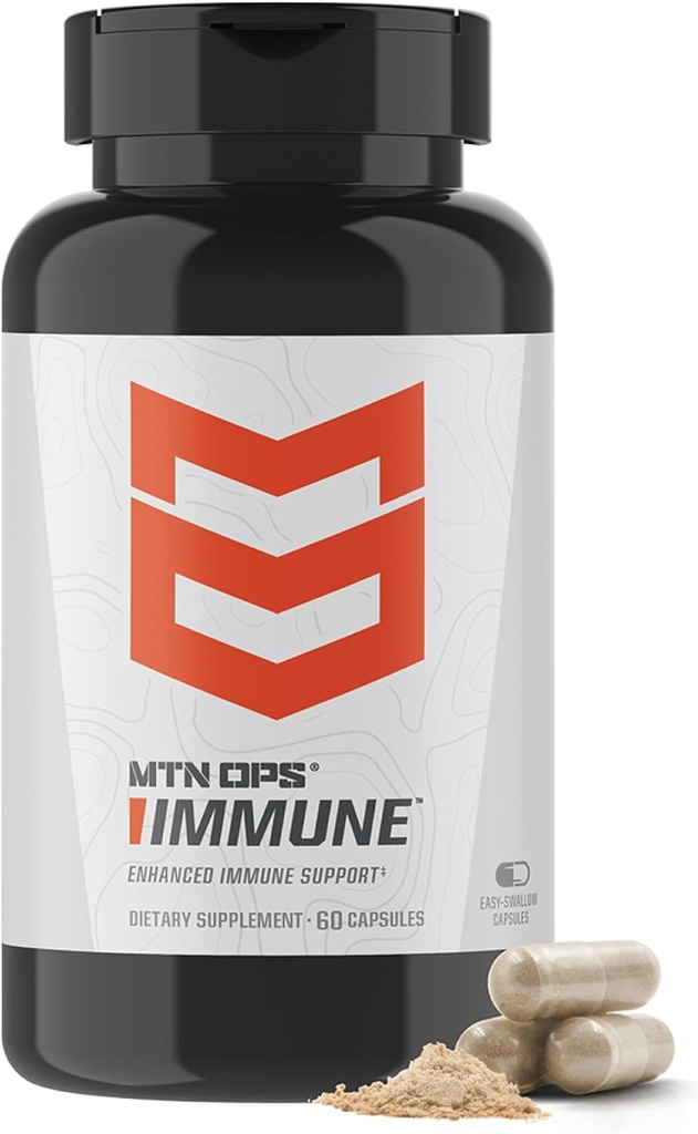 MTN OPS ImmuneTM kapslid Igapäevane immuuntoetus D-vitamiini, C-vitamiini, tsingi, leedrimarja, Echinacea ja antioksüdantidega - 60 kerget neelamist kapslit - 30 serveerimist
