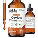 Wild & Organic Ceylon Cinnamon Tinktuur 500 mg - Vedelad kaneelilisandid üldiseks toetuseks - Cinnamomum Verum Bark ekstrakt - Vegan, suhkur ja alkoholivaba, mitte-GMO - 4 fl oz