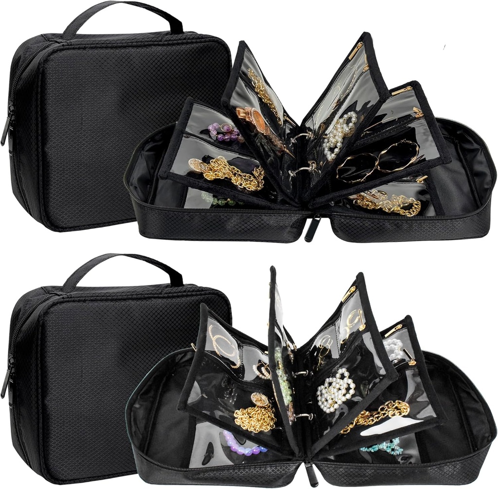 2 PCS Travel Ehted Korraldaja Juhtumid, Väikesed Ehted Kotid Selge Zipper Velvet kotid Reisimiseks