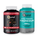 Qunol CoQ10 100mg Softgels, 3X parem imendumine 4 kuu tarne + 120 Arv Magneesium Glütsinaat Kapslid 420mg, kõrge neeldumine Magneesium Supplement, 180 Count