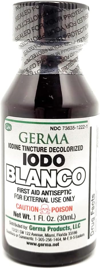 Germa joodi tinktuur Värvitu Valge Selge Iodo YODO Blanco Vedel