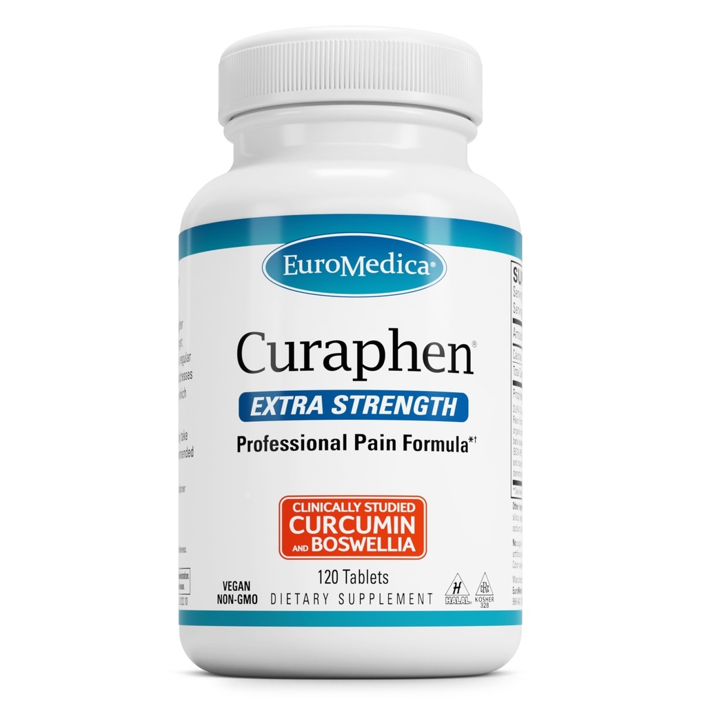 EuroMedica Curaphen Extra Tugevus - Curcumin & Boswellia Supplement for HealthyCirculation Support - Kurkum täiendus liigeste, lihaste tervise ja endorfiini tootmise toetamiseks - 120 tabletti