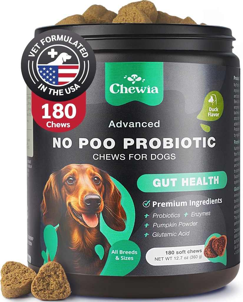 Coprophagia Deterrent - No Poo Chews koertele - Koerte probiootikumid seedetrakti tervisele ensüümidega - Koerte väljaheide Söömine Deterrent - Seedetrakti, Hambaravi, Soolestiku Ja Immuunhaiguste Ravi - Ei Poop Söömine