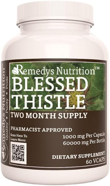 Remedy toitumine Õnnis ohakas | 1000 mg, 60 Vegankapslit Taimne toidulisand | Kahe kuu pakkumine