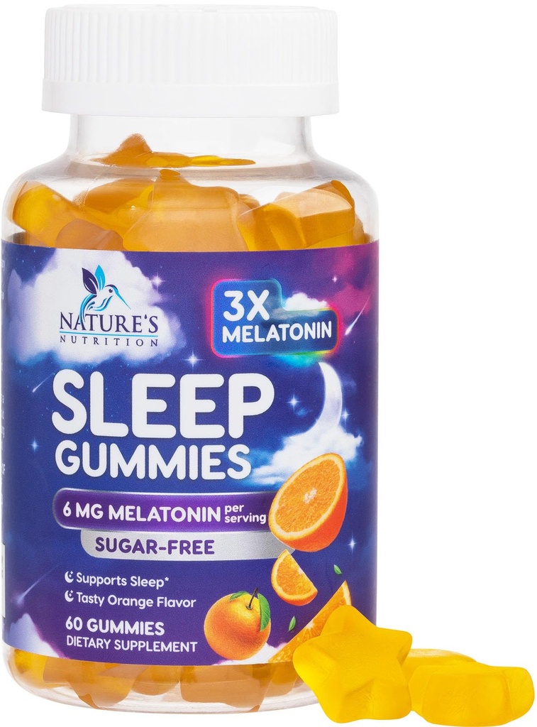 Melatoniini unekummid Suhkruvaba - 6 mg melatoniini unekummid täiskasvanutele, ekstra tugevusega magamiskummi täiendused, juhuslik magamistoetus, 6 mg Gomitas para Dormir - 60 loend