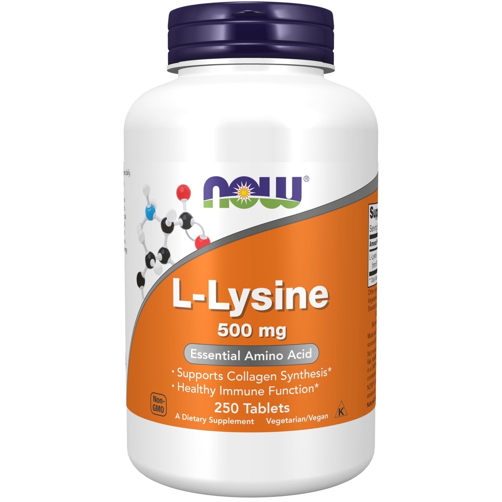NOW Supplements , L- lüsiin ( L- lüsiinvesinikkloriid ) 500 mg , Aminohape , 250 tabletti