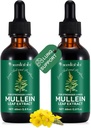 2 Pcs Orgaaniline vedelik Mullein ekstrakti täiendus kopsude tervisele - Vegan, ei lisaaineidBronhiaalne puhastus tervise toetamiseks - 2 fl oz Mullein tilgad